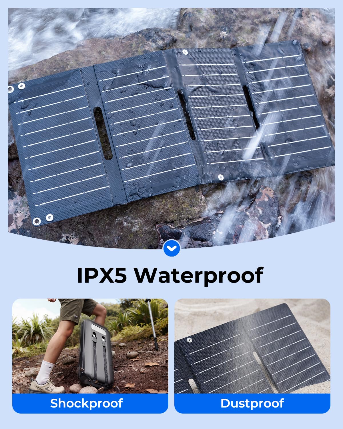 SOLUPUP Cargador solar de 10000 mAh, 15 W plegable con 4 paneles, PD22.5 W, cargador de teléfono portátil rápido, paquete de batería externa con entrada USB-C para teléfono, camping, senderismo