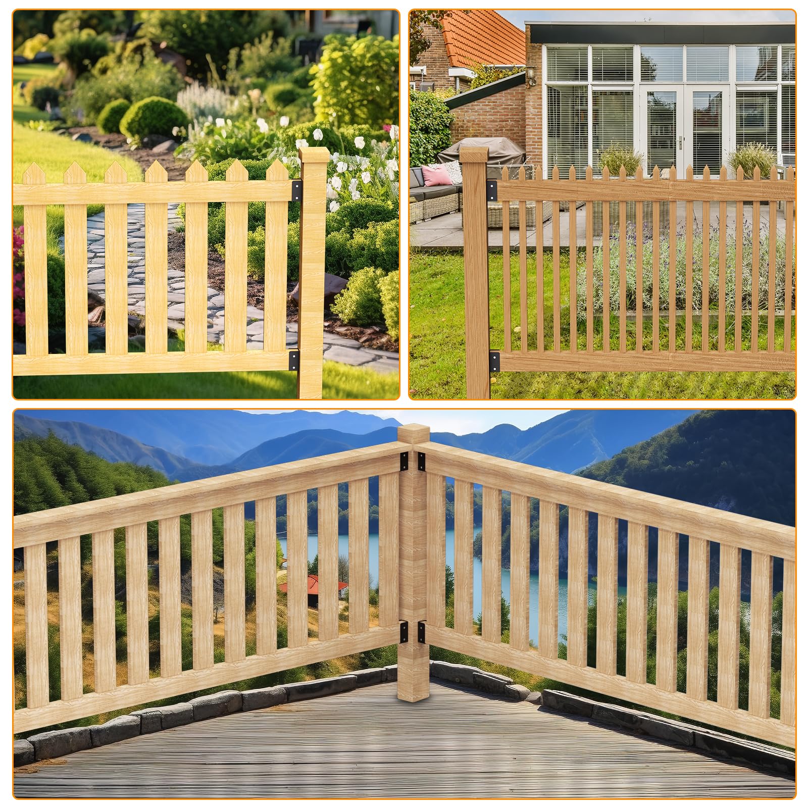 Lot de 8 Connecteurs de Balustrade - Supports Cachés Pour Clôture, Véranda, Jardin - Pour Connecter du Bois de 5,8 x 10,12 cm à des Poteaux en Bois
