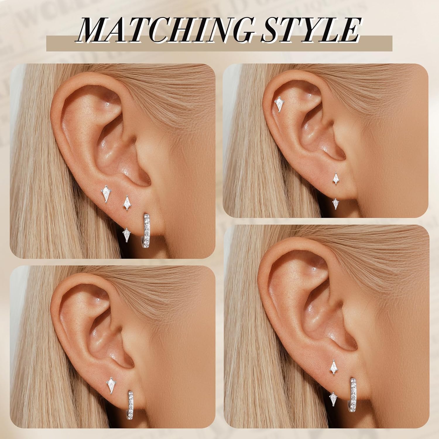 Angelady 3 Pairs Gold Hoop Earrings Set for Women, 14K Small Huggie Earring for Multiple Piercing Hypoallergenic Earring Stacks Trendy Jewelry, Dainty Sun Kite Stud Earrings for Women's Gifts - Image 4