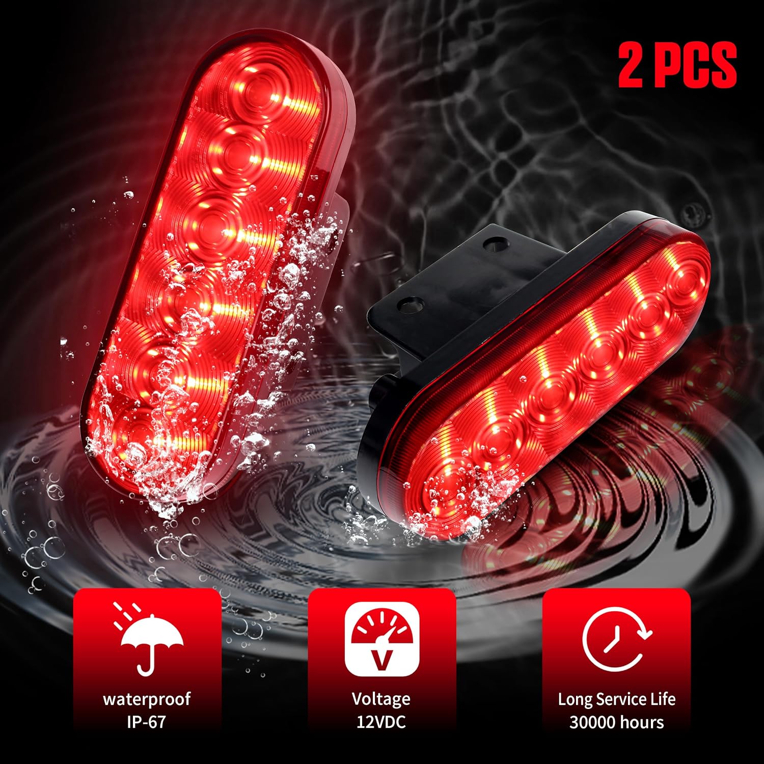 2PCS LED Tail Lights Compatible with 2016-2025 Can-Am Defender/Defender MAX HD5 HD8 HD10 Accessories UTV Red Parking & Brake Taillights Stop Lamps Assembly Replacement for 710004257