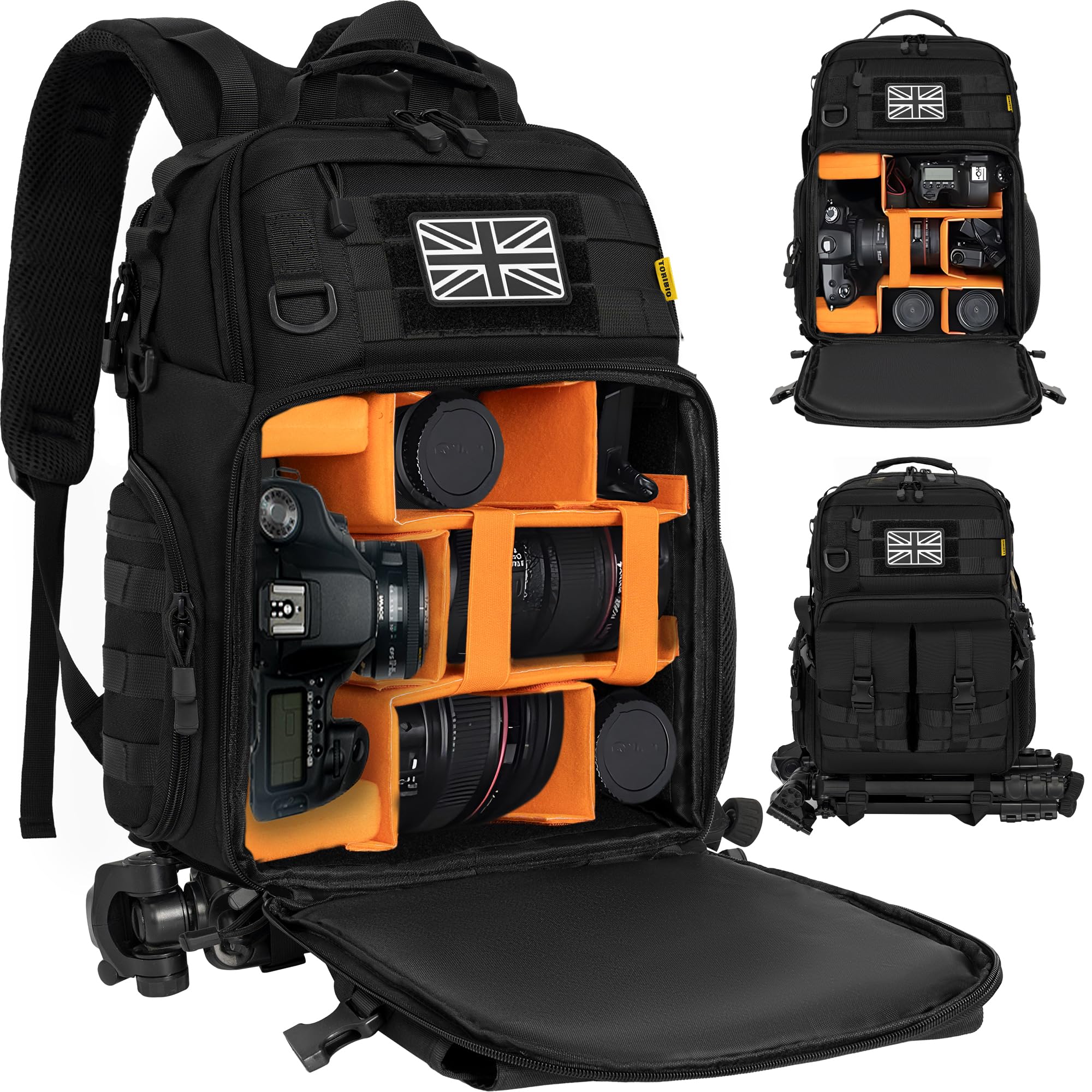 Mochila para cámara con compartimento para laptop de 15.6 pulgadas, bolsa impermeable para cámara, bolsa de fotografía DSLR/SLR duradera compatible con drones Canon, Nikon, DJI, inserto acolchado