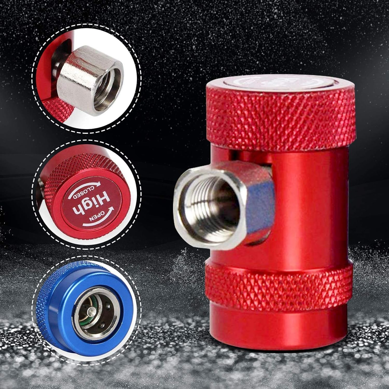 Adaptador De Acoplamiento Rápido R1234yf, Adaptador de Presión Alta/Baja Adaptador de Acoplamiento Rápido para R1234yf, Adaptador de Enchufe con Puerto Macho De 6,35 Mm, para Aire Acondicionado