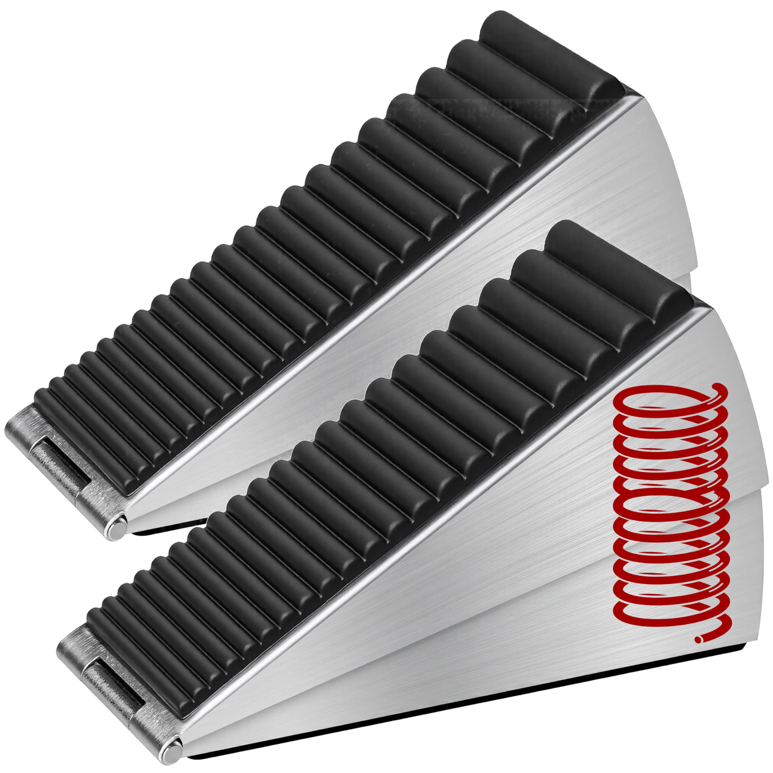 Tope de puerta resistente más fuerte, con resorte con soporte, alto de hasta 3 pulgadas, tope de puerta de acero inoxidable más fuerte para parte inferior de cualquier puerta pesada, paquete de 2