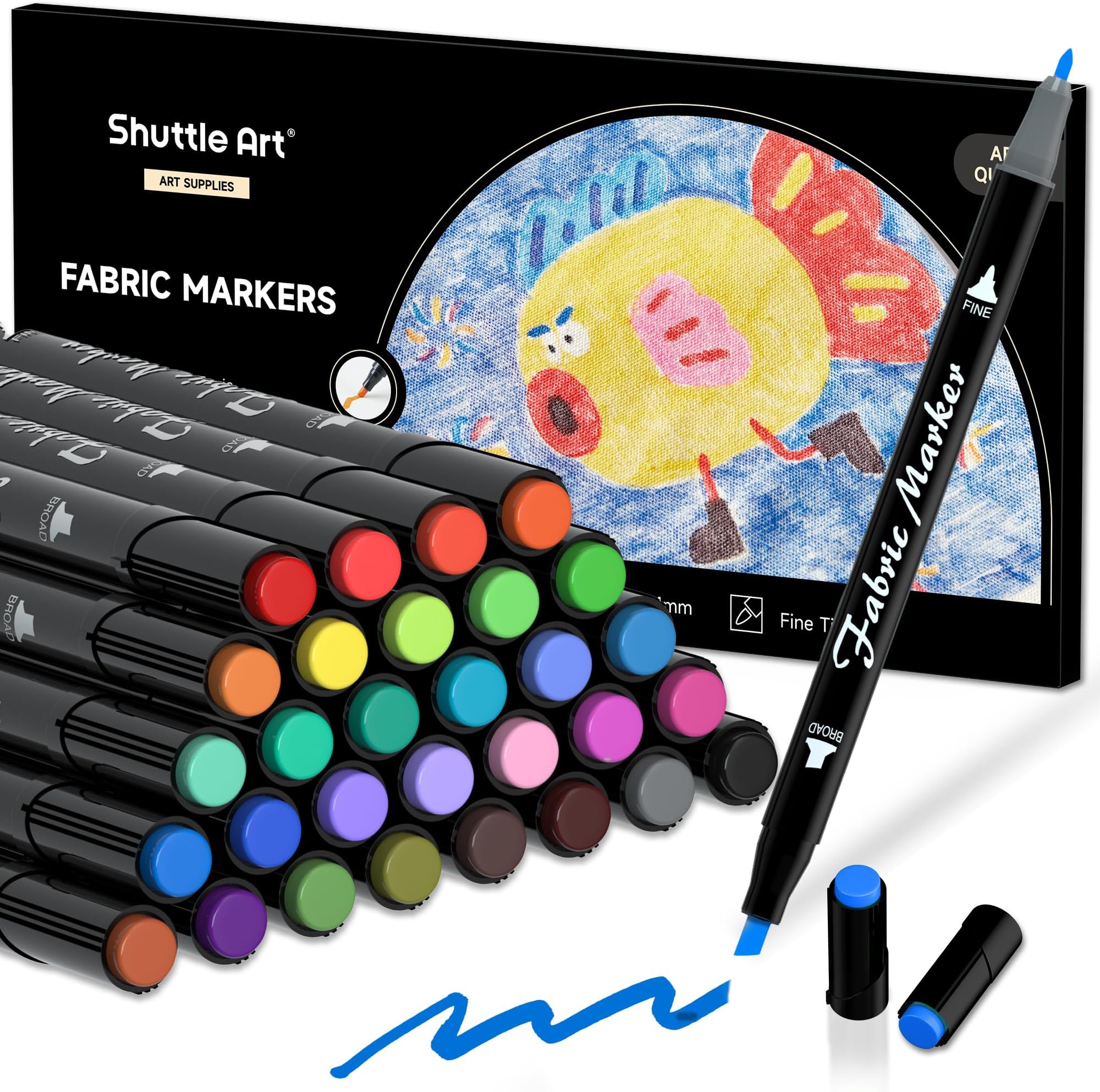 Crafts 4 ALL Fabric Markers Pens Permanent Color Art Markers 24 SET