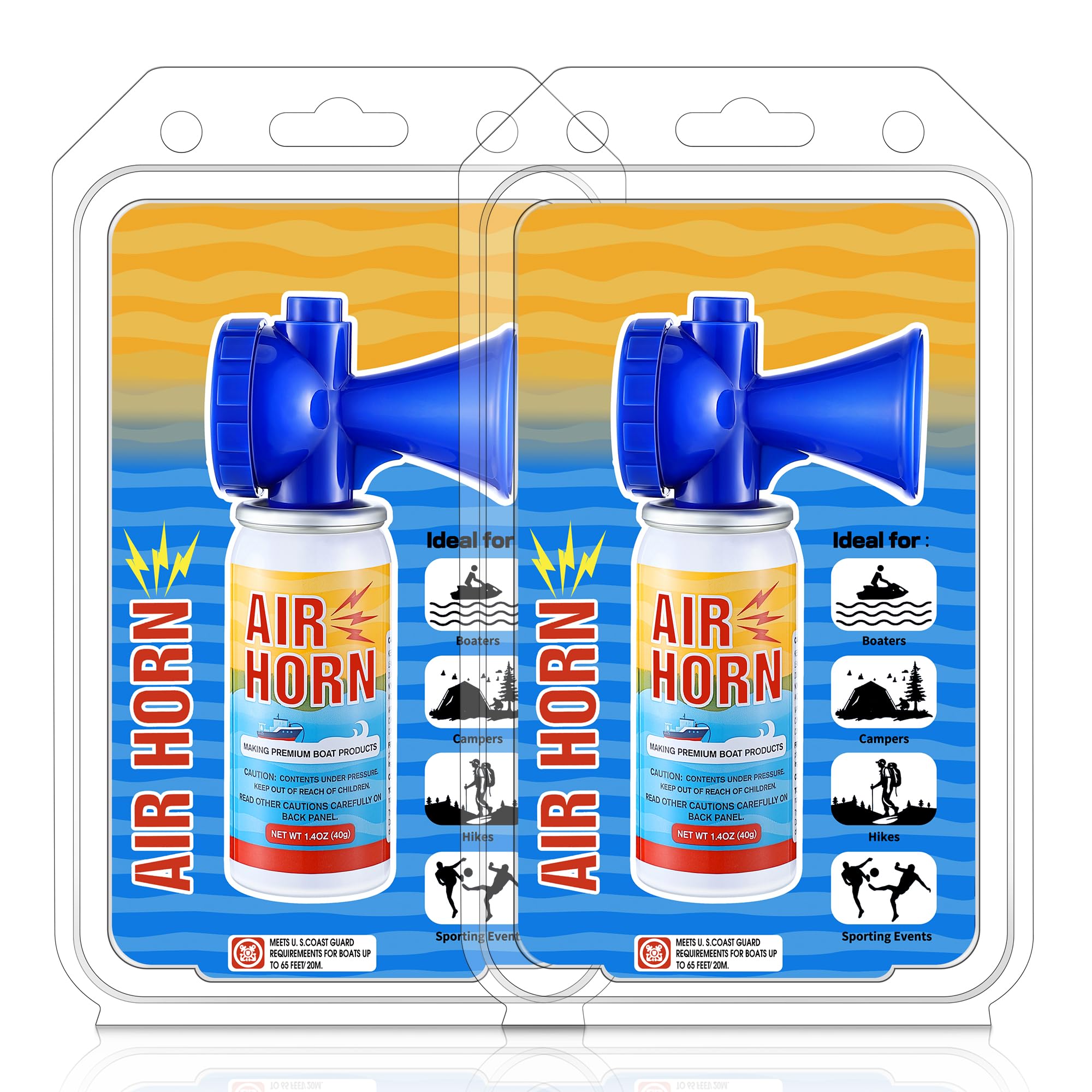 Air Horn, 122dB Very Loud Air Horns Can, Heard Up to 1/2 Mile Away, 1.4OZ Small Boat Air Horns for Safety, Meet US Coast Guard Ideal for Boating, Camping, Hiking, Sporting Events