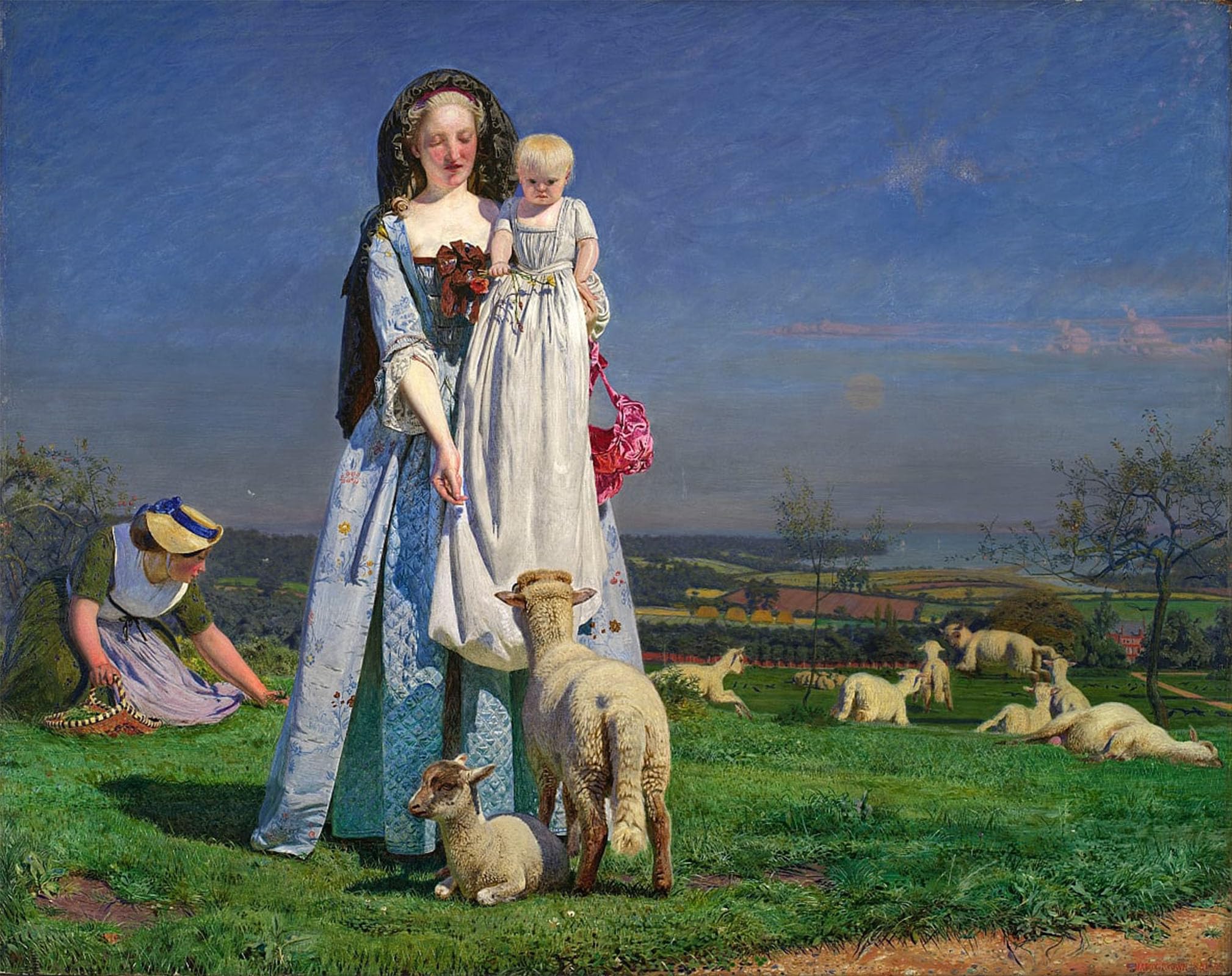 ARTXLXXBN Famous Prints Artwork Pictures Poster Painting Art Pretty Baa-lambs by Madox Brown Artwork Landscape Pictures for Home Decor 60x90cm