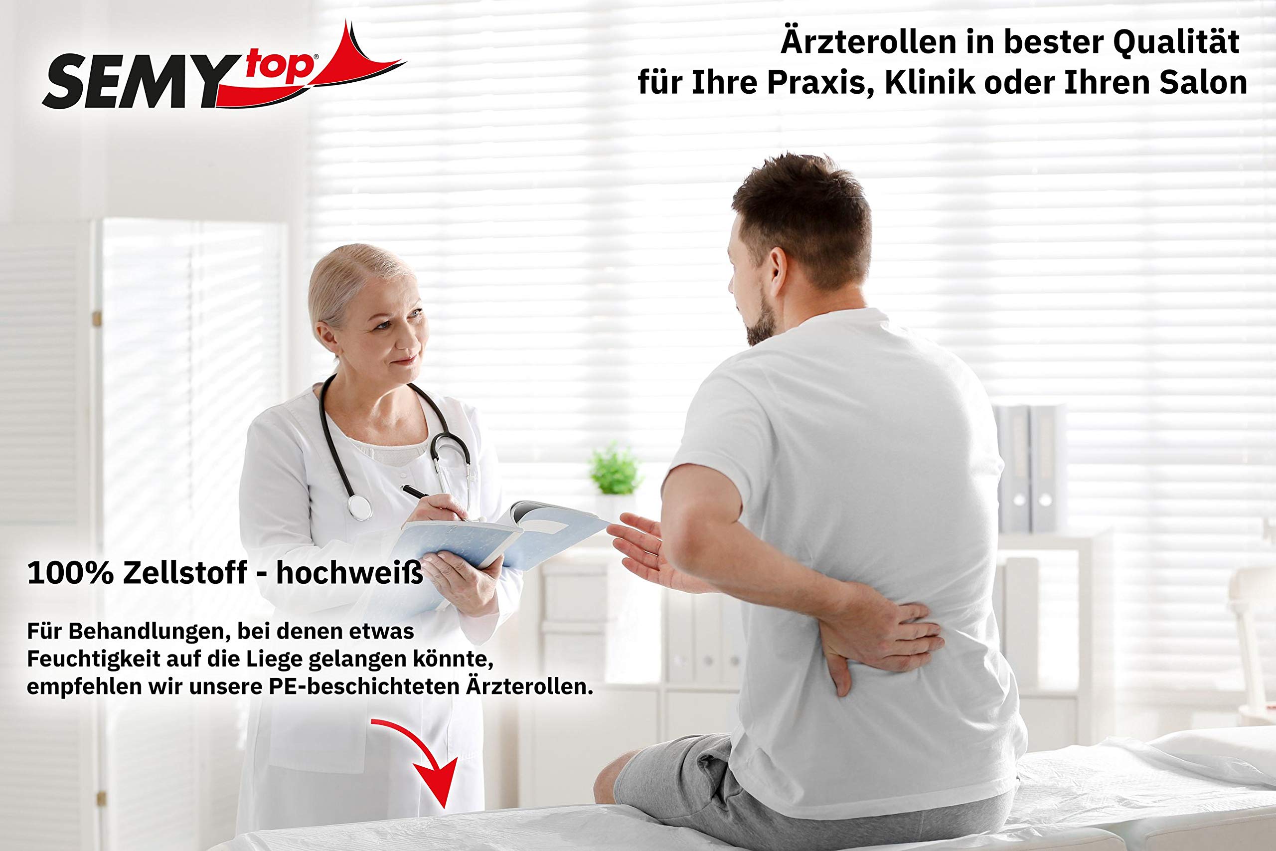 Semy Top ST-88160 Ärzterolle, 2-lagig, 59 cm, Hochweiß (9-er Pack)