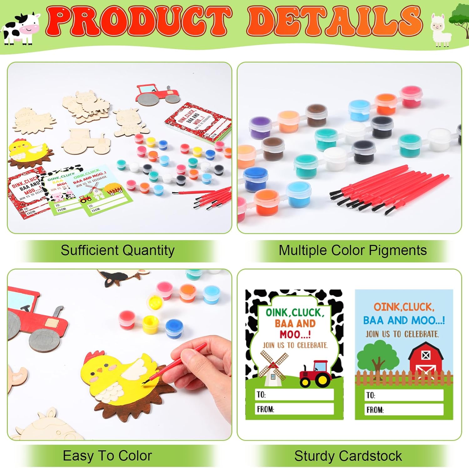 Blosssound 36 Set Farm Party Favors Farm Animals DIY Wooden Paint Crafts Kit Barnyard Birthday Party Supplies Thank You for Coming Gifts Bulk for Goodie Bags Stuffers Prizes Supplies - Image 3