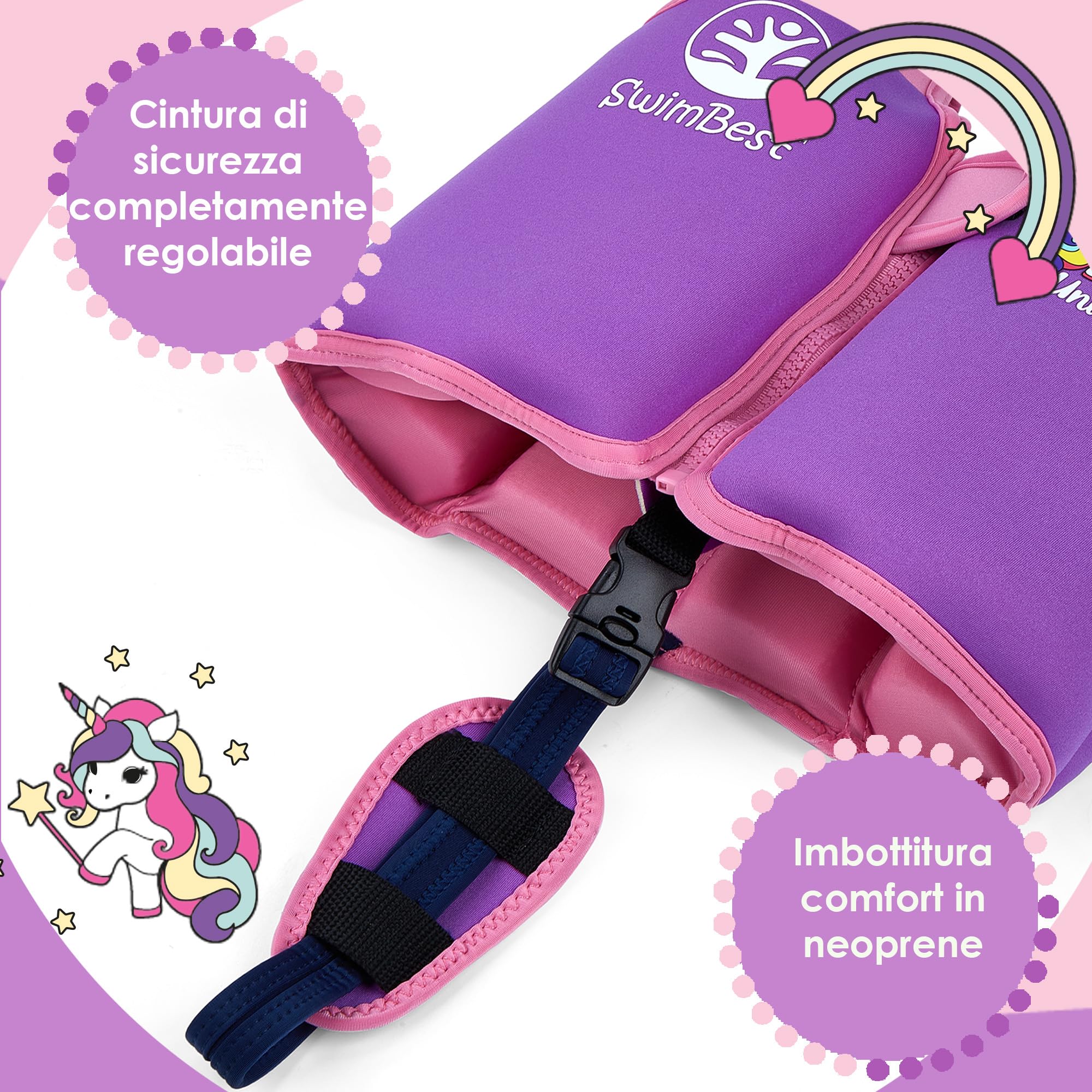 SwimBest Giubbotto da Nuoto - Giubbotto da nuoto/Aiuto al Galleggiamento con Cinturino di Sicurezza e Galleggianti Rimovibili