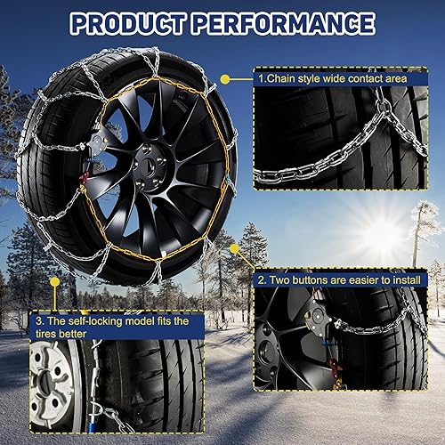 Miniatura 4 de DEDC Cadenas de nieve para SUV compatibles con Tesla MODELO 3 Cars 1 minuto de ajuste rápido motosierra reutilizable universal cadena de tracción