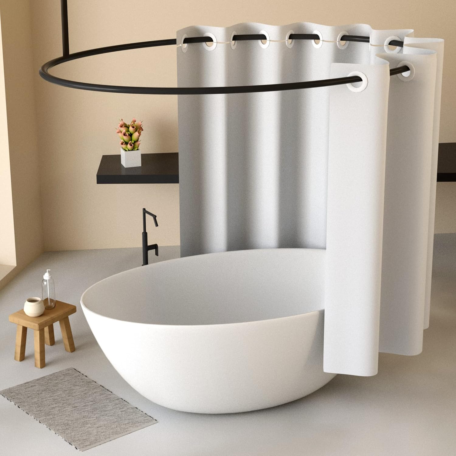 No Hook Extra Wide Shower Curtain or Liner Soft Microfiber