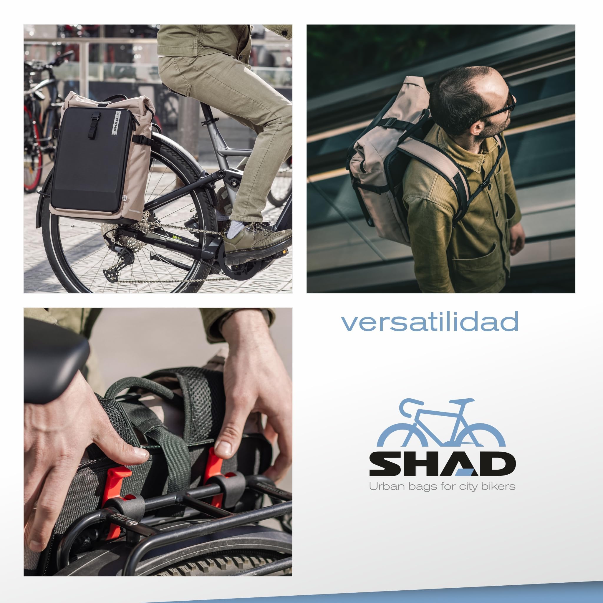 SHAD Bikes - Daily Tote Bag | Fahrradtasche für Stadtfahrer | Anpassbare Fahrradtasche | Gepolstertes Fach | Fahrradtaschen aus R-Pet-Material