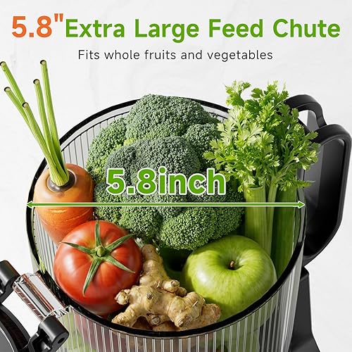 Miniatura 2 de Cold Press Juicer, 5.8" Wide Feed Chute Juice Extractor Machine with 400W, High Juice Yield, Slow Masticating Juicer for Whole Vegetables & Fruits,