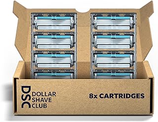 Dollar Shave Club | 4-Blade Club Razor Refill Cartridges, 8 Count | Precision Cut Stainless Steel Blades, Great For Longer Hair and Hard to Shave Spots, Optimally Spaced For Easy Rinsing, Silver/Blue
