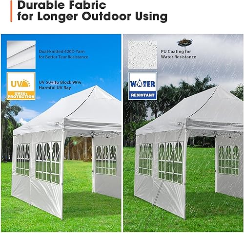Miniatura 9 de Instahibit Tienda de campaña desplegable para exteriores de 10 x 20 pies con 4 paredes laterales con cremallera para ventana, boda, fiesta, toldo