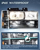 Vista 4 de Nilight - Kit de montaje de faros delanteros para 1994 1995 1996 1997 1998 GMC Suburban Yukon Sierra C/K Series 1500 2500 3500, lámpara de repuesto