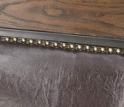 Miniatura 12 de Powell Furniture Franklin - Juego de 2 sillas de comedor de metal y piel sintética con clavos acentuados en madera, color marrón oscuro