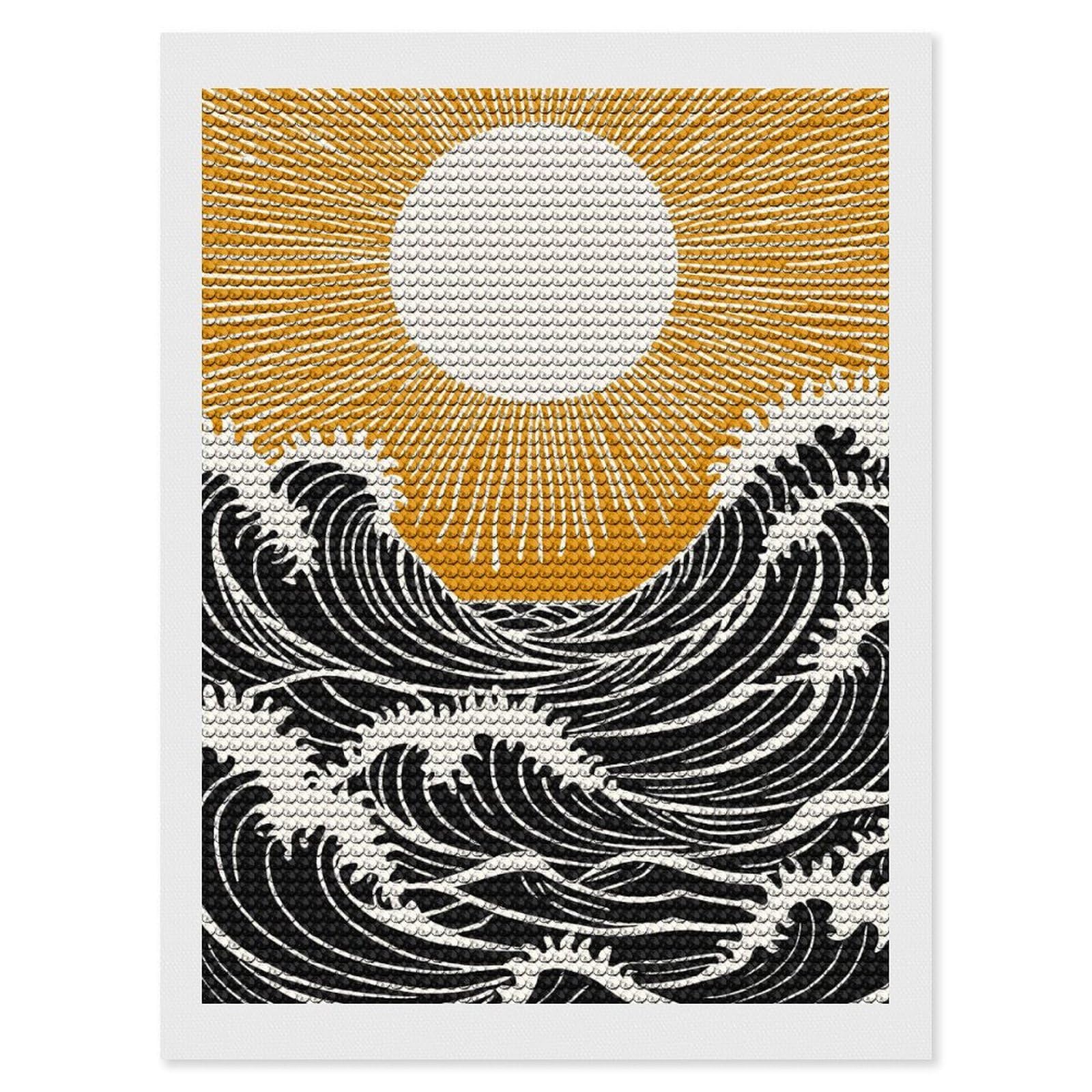 Junmoney Yellow Sunshine Diamond Painting Set 12"x16", Full Kit Included, Sparkling Round Gems, Farmhouse Decor, Festive Craft Gift