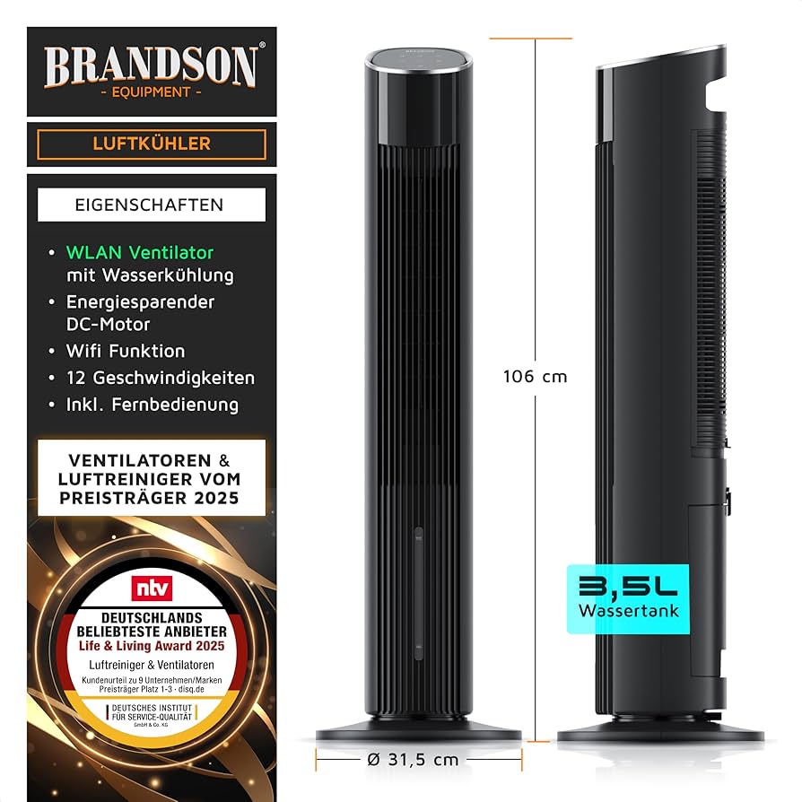 Brandson - Torenventilator met waterkoeling ECO GREEN - zeer stil