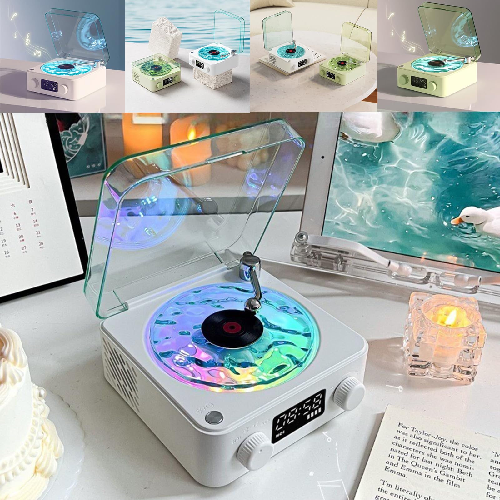 Amazon.com: The Waves Vinyl Player, Waves Vinyl Bluetooth Speaker, Portable  CD Player That Looks like a Record Player, Wireless Vintage Vinyl Record  Player Style Bluetooth Speaker with Ambient Lights-White : Electronics