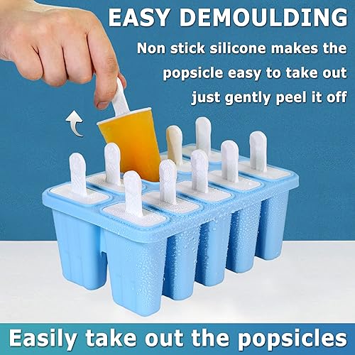 Miniatura 10 de Silicone Popsicle Molds 12-cavity DIY Ice Pop Mold for Kids Adult Teens BPA Free Ice Cream Molds for Party Yogurt Juice Smoothies Sticks