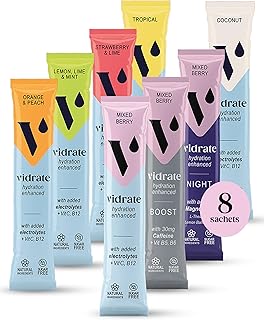 Vidrate Electrolyte Powder Hydration Sachets - Hydration Powder Packs with Vitamins - Zero Sugar, No Artificial Sweeteners...