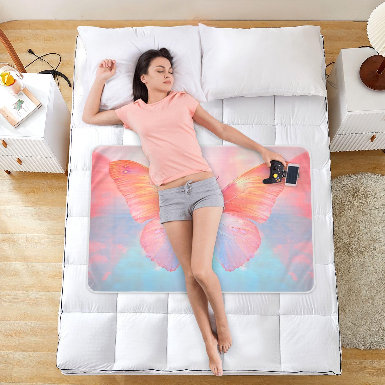 CEBUGI 34” x 52”Washable Underpads Heavy Absorbency Waterproof Incontinence Bed Pads Butterfly Pee Pads for Adults Kids and Baby