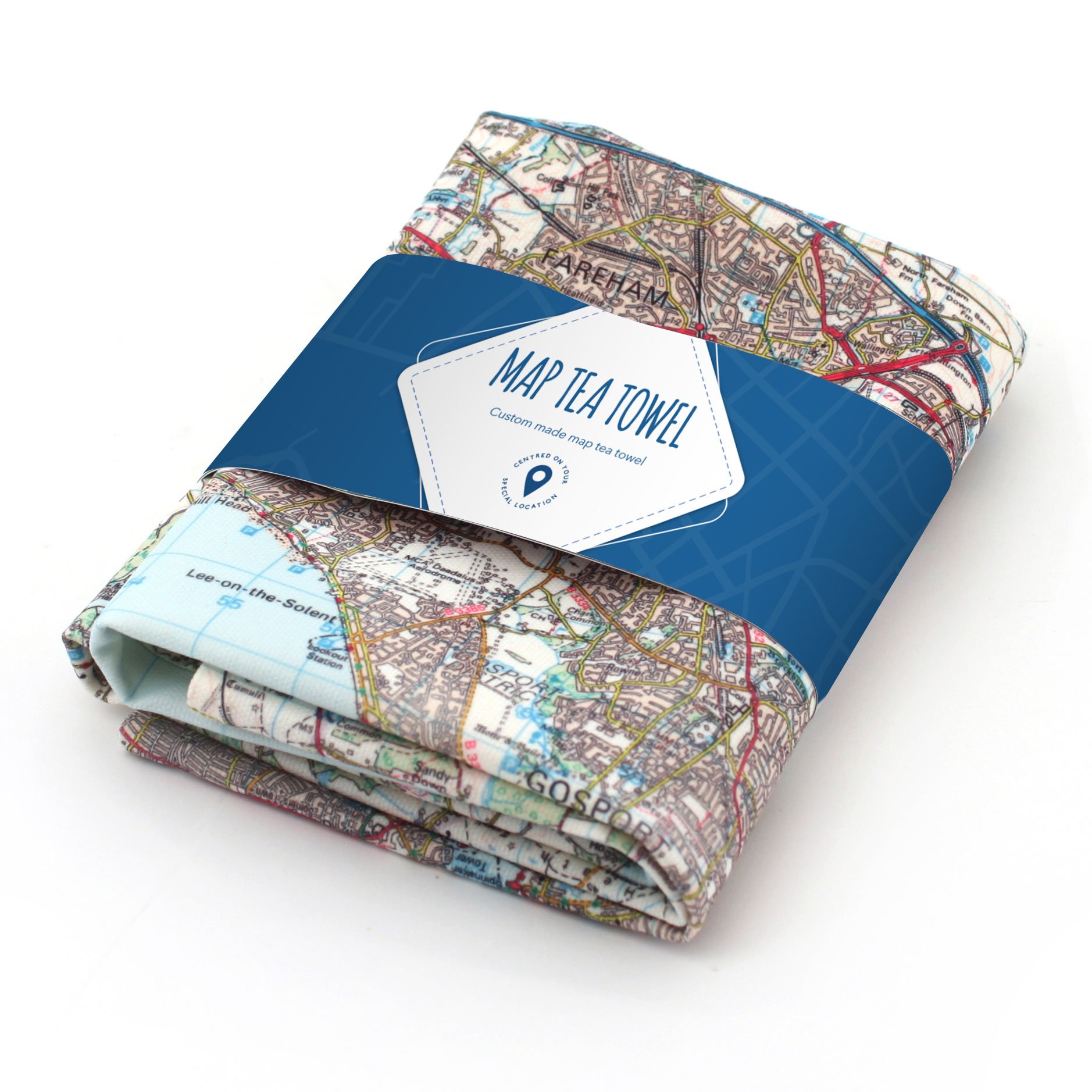 Butler And Hill Multicolour Personalised Map Tea Towel – Custom Ordnance Survey Or London Street Map – 100% Cotton Kitchen Towel – Unique Housewarming & Gift Idea (73 X 47 Cm)