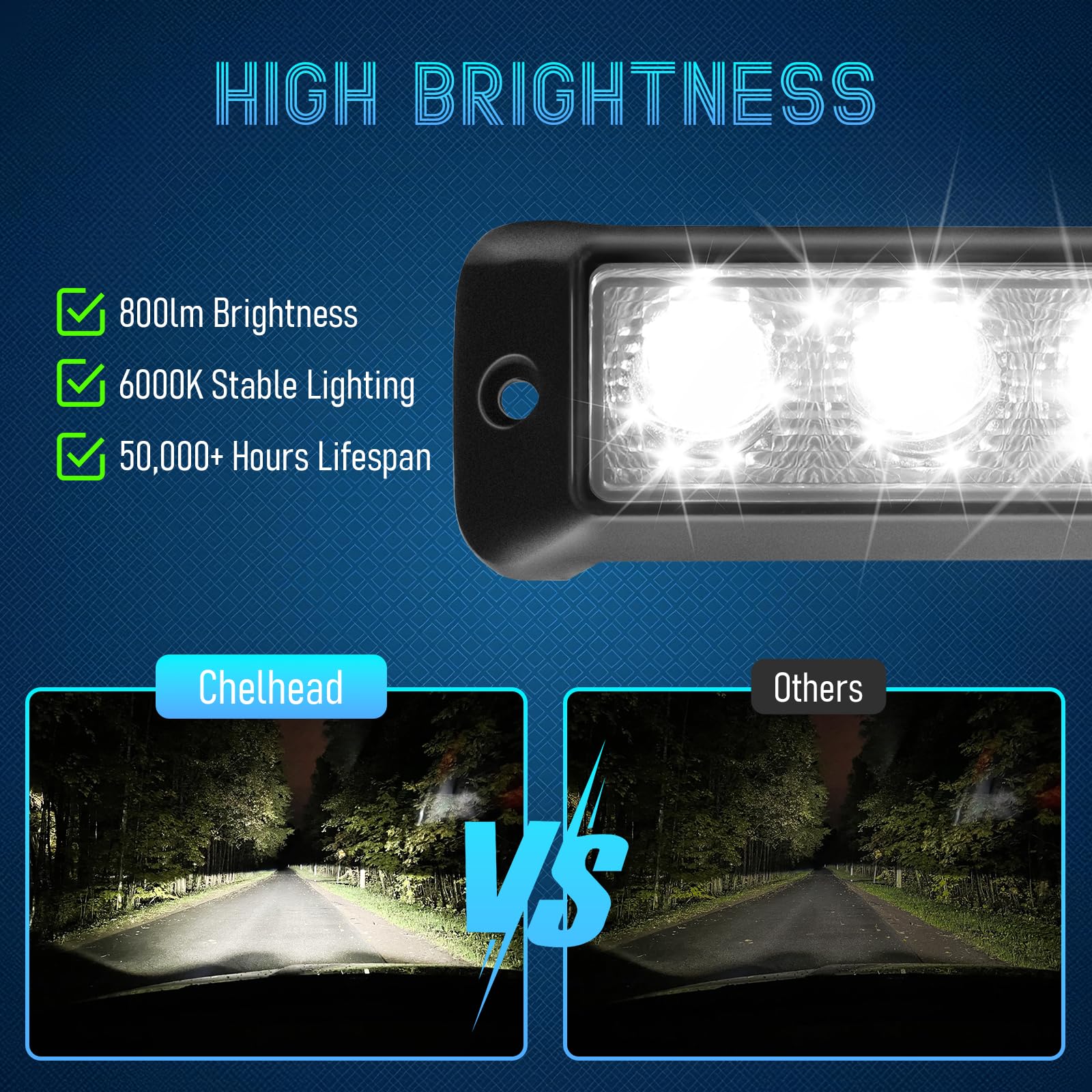Chelhead 2 Stück 14cm weiße LED-Lichtleiste, schmal, 12 W, Einbau-Fahrlicht, 6000 K, superhell, kompatibel mit 12 V/24 V Geländewagen, SUV, ATV, Allradantrieb, Auto, LKW, Golfwagen