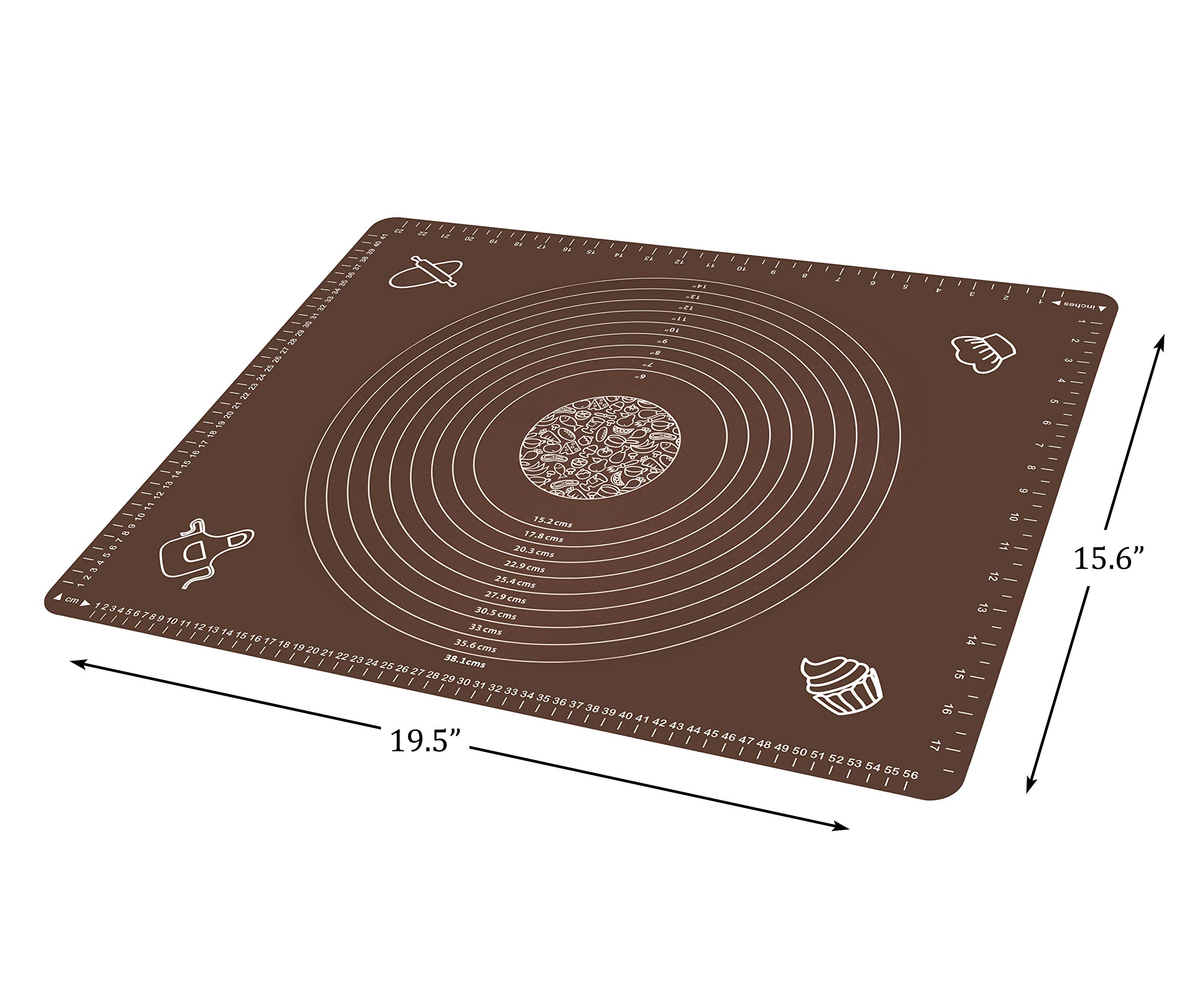 Silikon-Backmatte zum Ausrollen von Teig mit Maßen, 25,6 x 17,7 cm, BPA-frei, antihaftbeschichtet und rutschfest, für den Couchtisch, Backzubehör für Pizza, Kuchen