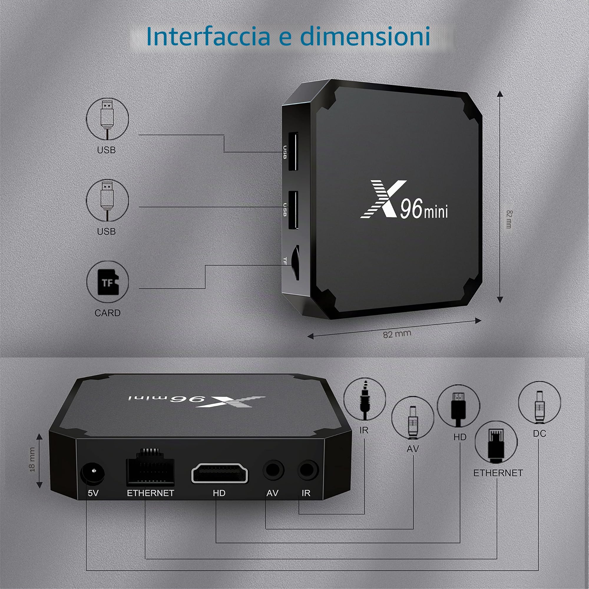 DEALROYAL X96 Mini TV Box, Android 11.0 Box TV 2GB/16GB Box Android TV 4K con Amlogic S905W2 Quad-Core Chipset 64 bit WiFi 2.4G, 4K HD,H.265