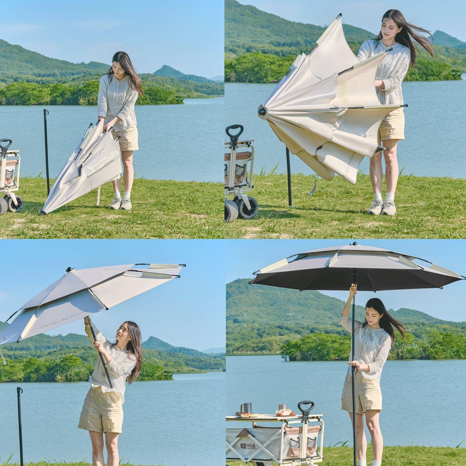 Wiatroodporny parasol plażowy 220 cm/240 cm/260 cm, ochrona przed promieniowaniem UV, przenośny parasol przeciwsłoneczny z kotwicą piaskową, parasol wędkarski, uchylny słup stalowy/aluminiowy(240cm/8f