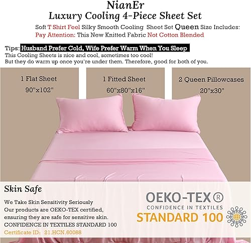 Miniatura 2 de Juego de sábanas refrescantes de punto suave y sedoso para personas que duermen con calor, fundas de almohada con cremallera de 16 pulgadas de