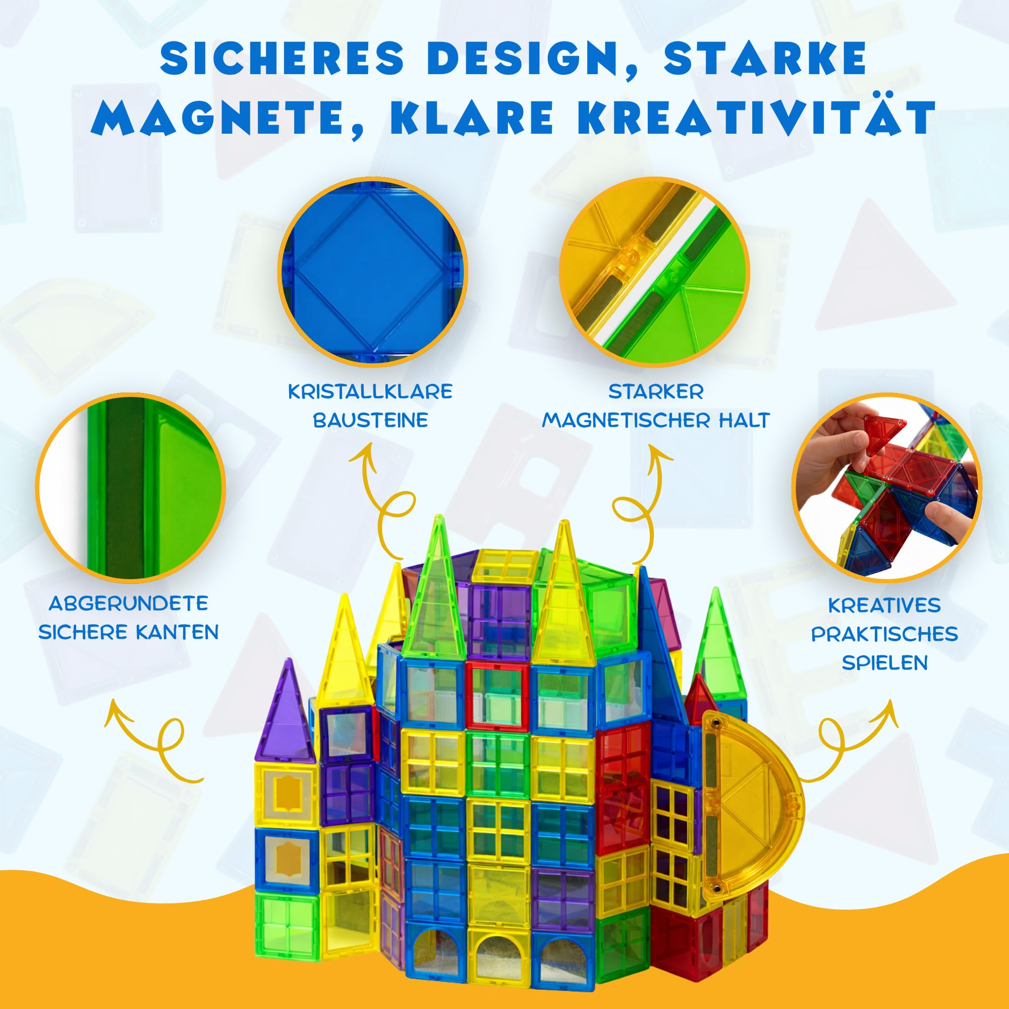 KIYARI Magnetbausteine 120 Teile – Große 7,5 cm Montessori Magnet Bausteine für Kinder ab 3 Jahren, fördern Kreativität & räumliches Denken