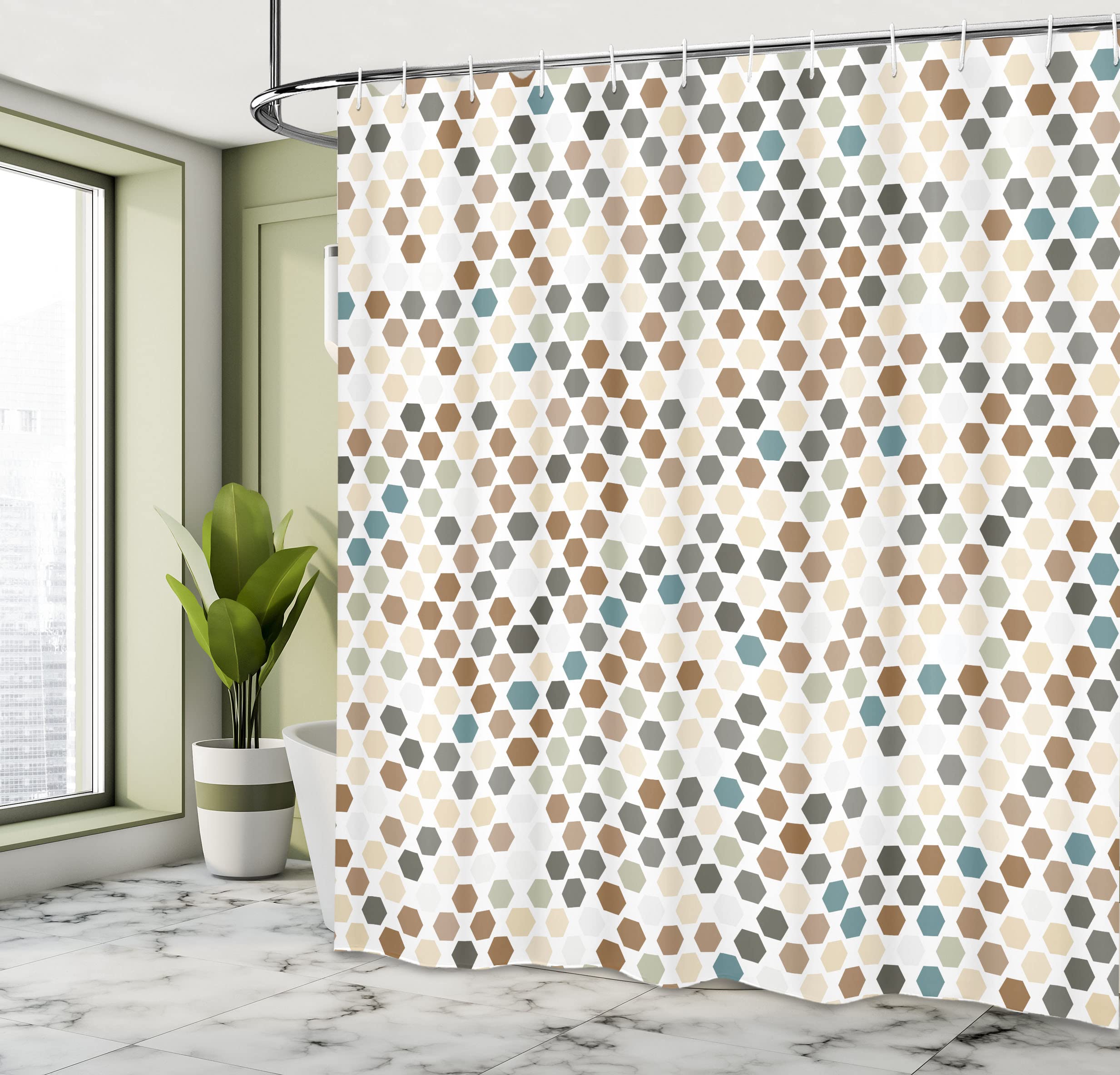 Amazon｜Ambesonne 幾何学模様 シンプル シャワーカーテン 抽象的