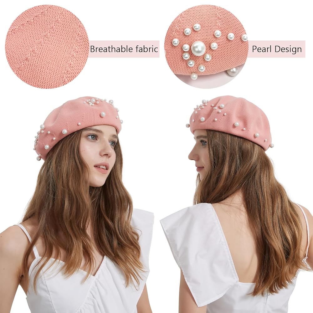 ZARSIO Summer French Pearl Beret Breathable Thin Beret Hat