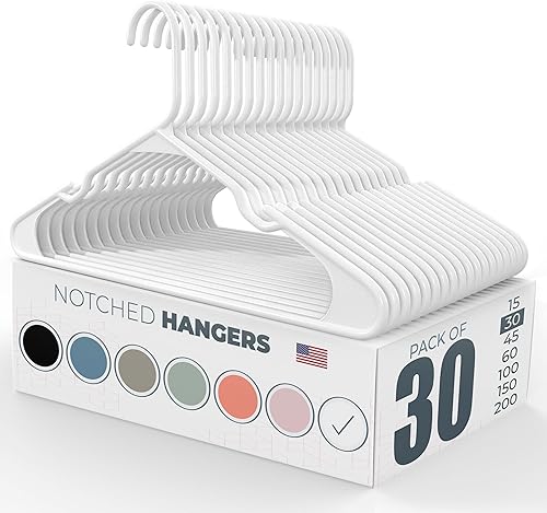 Miniatura 10 de Perchas de plástico gris con muescas fabricadas en Estados Unidos (15, 30, 45, 60, 150 paquetes) Perchas de plástico para ropa  Perchas de plástico