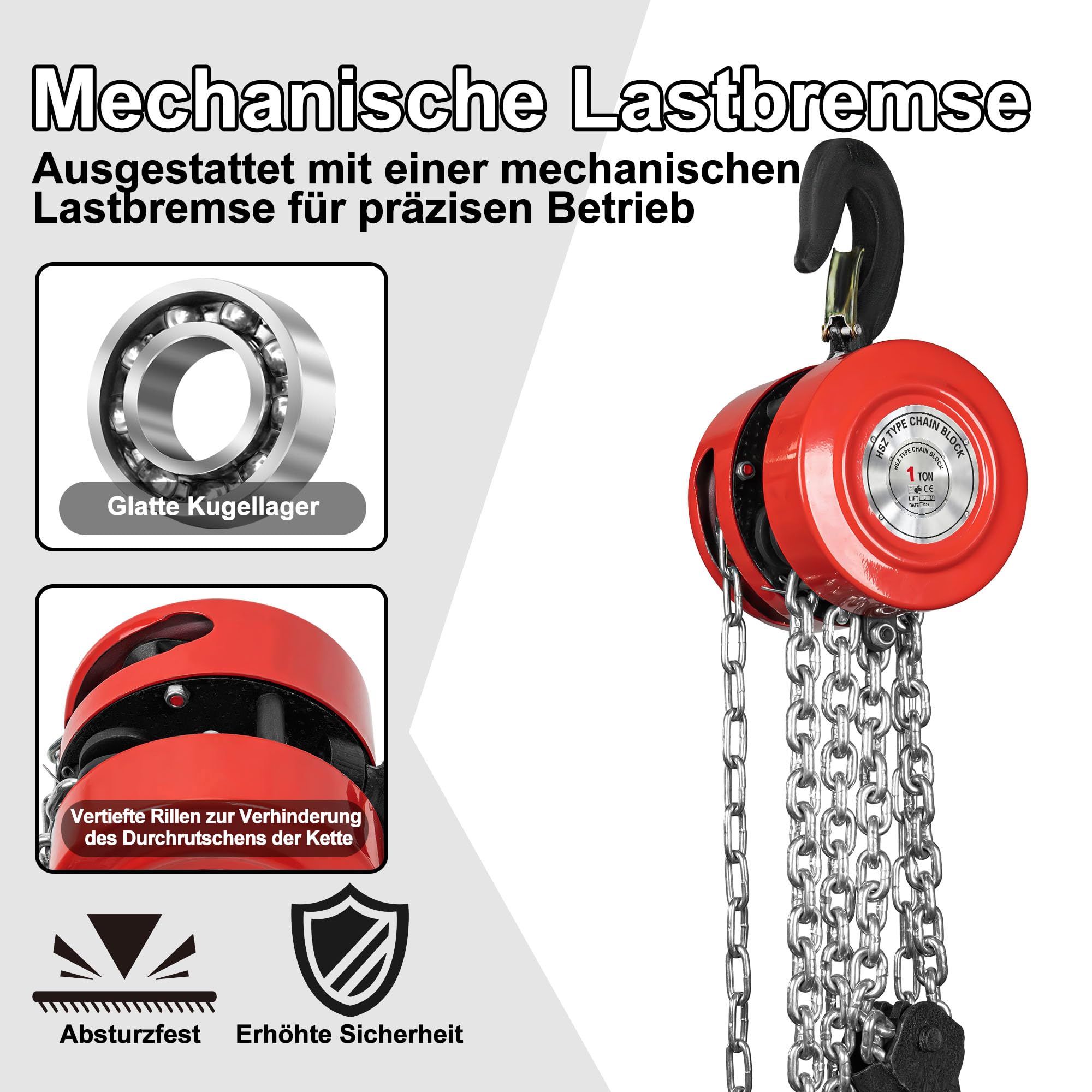 1T - Paranco a catena manuale G80 in acciaio al manganese, 3 m