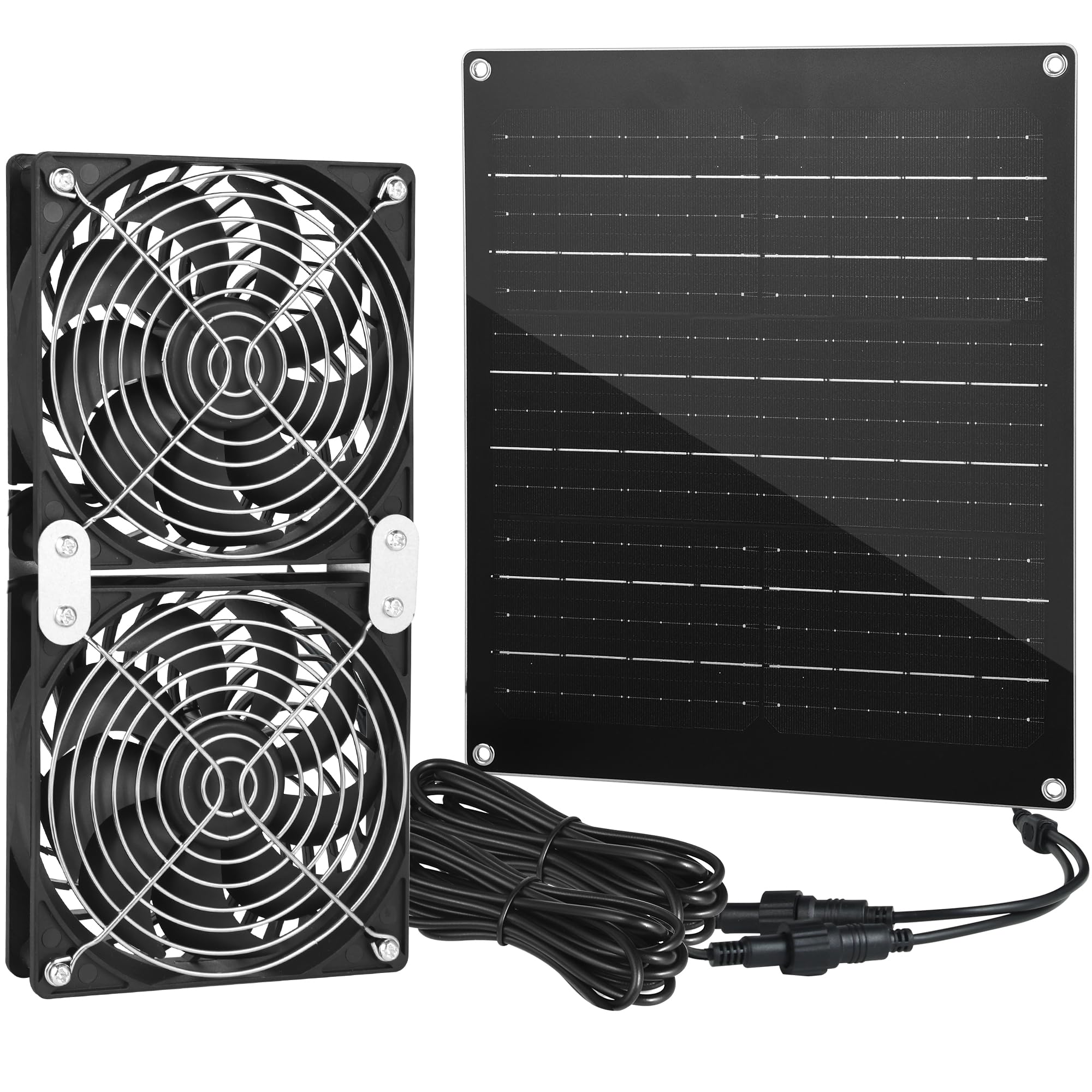 Ventilateur solaire 30 W - Panneau solaire - Étanchéité IPX7 - Montage sur prise d'échappement - Pour extérieur - Pour serre et poulailler