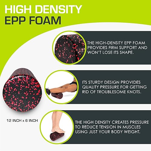 Miniatura 101 de ProsourceFit Rodillos de espuma de alta densidad largos, herramienta de masaje atlético firme de cuerpo completo para estiramiento de espalda, yoga,