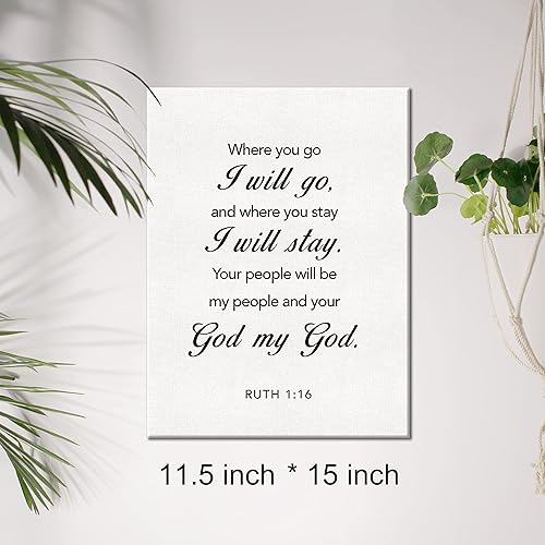 Miniatura 2 de Lienzo cristiano para pared, letrero de boda, letrero de Ruth 116 Where You Go I will go, lienzo impreso con escrituras y versículos de la Biblia,