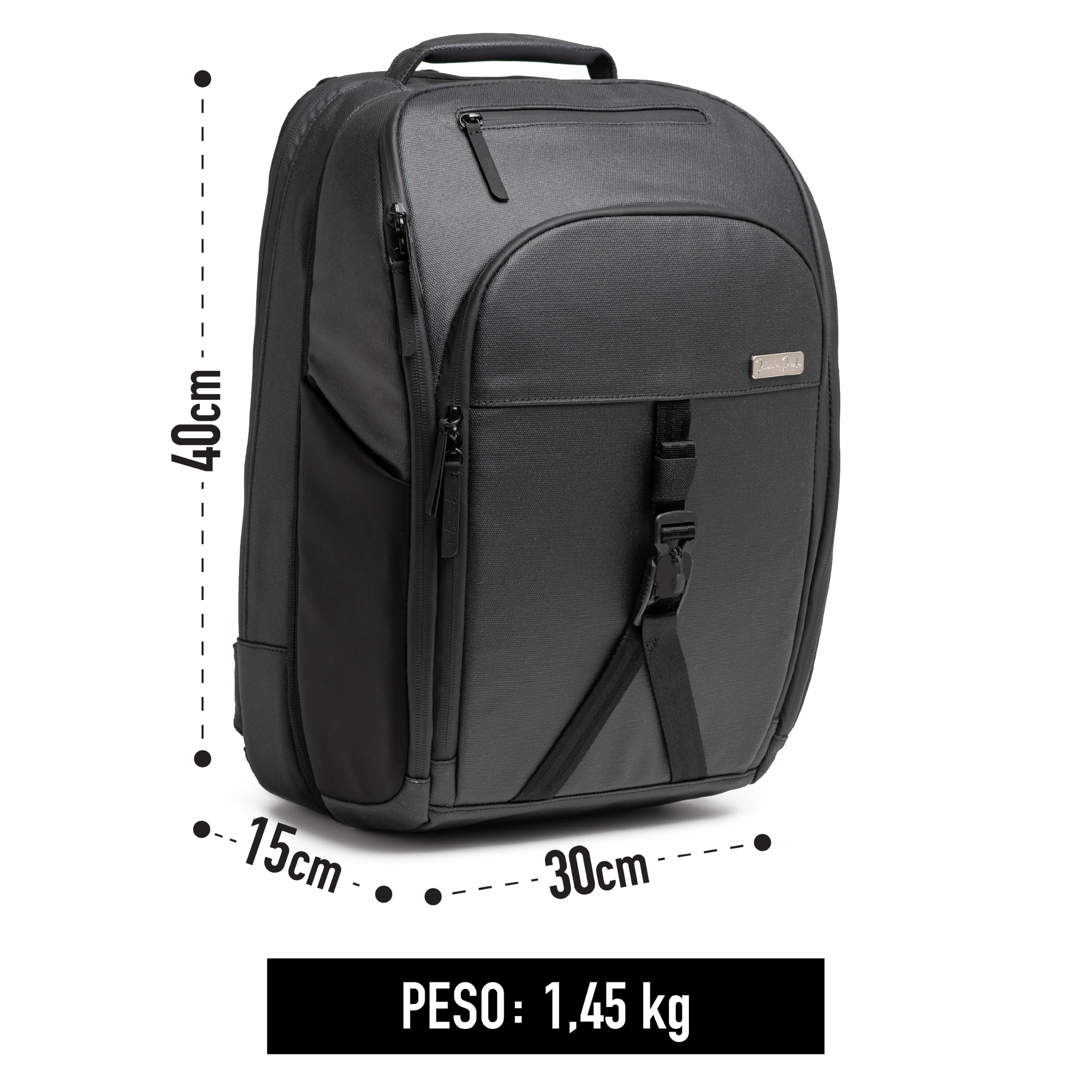 Jaimie Jacobs mochila inteligente con compartimento para portátil de hasta 16,1 pulgadas función maleta ampliable hasta 30 litros