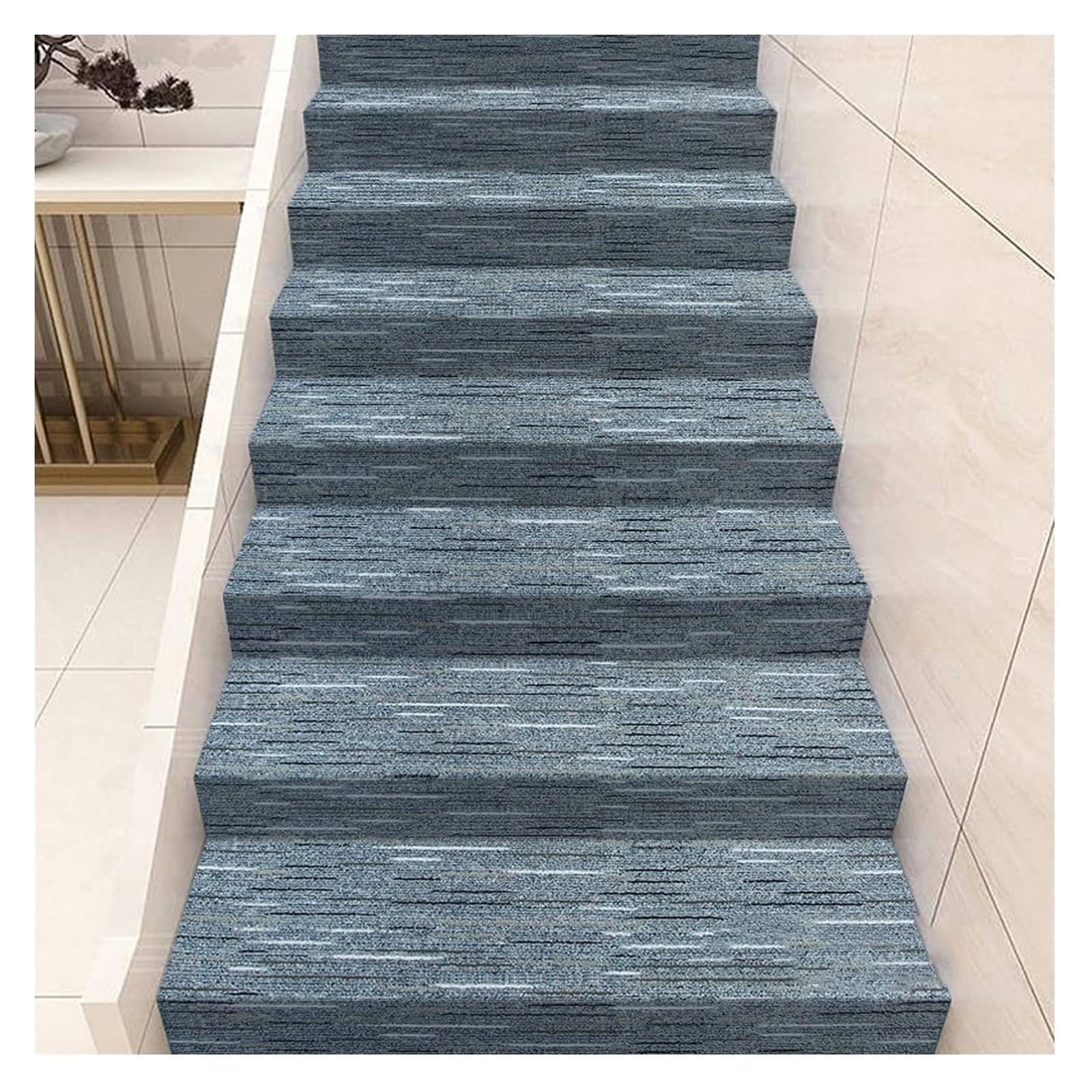 Alfombra autoadhesiva para escalones con aislamiento acústico y superficie antideslizante textil