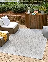 Vista 10 de Unique Loom Outdoor Trellis Textured Collection - Alfombra espacial (2 x 3 pies, rectangular, aguamarina y marfil)