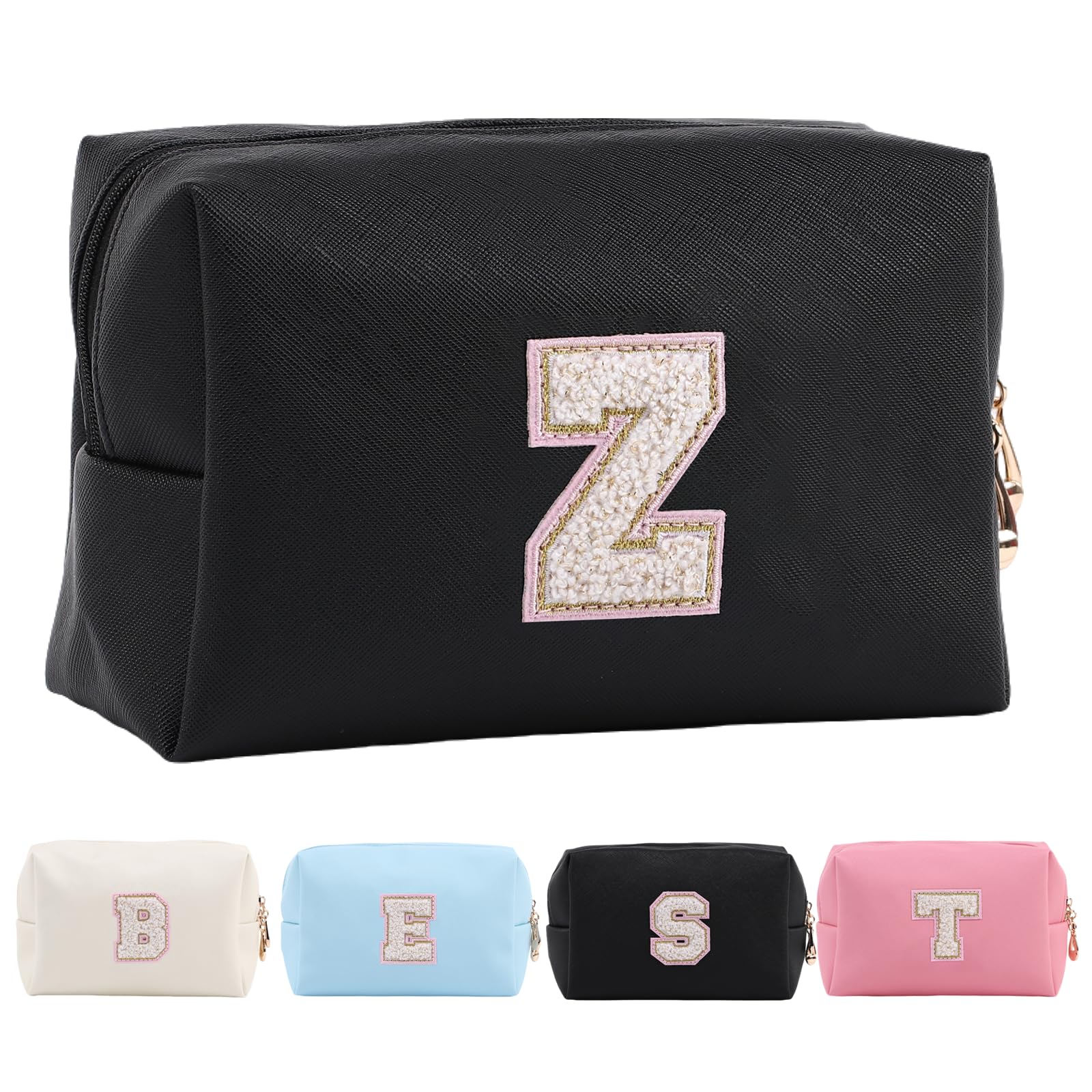 Personalized Makeup Bag,Waterproof Travel Makeup Pouch Cosmetic Bag Birthday Gift for Women Mom，Bride Bridesmaid Cosmetic Bag A-Z — view 103