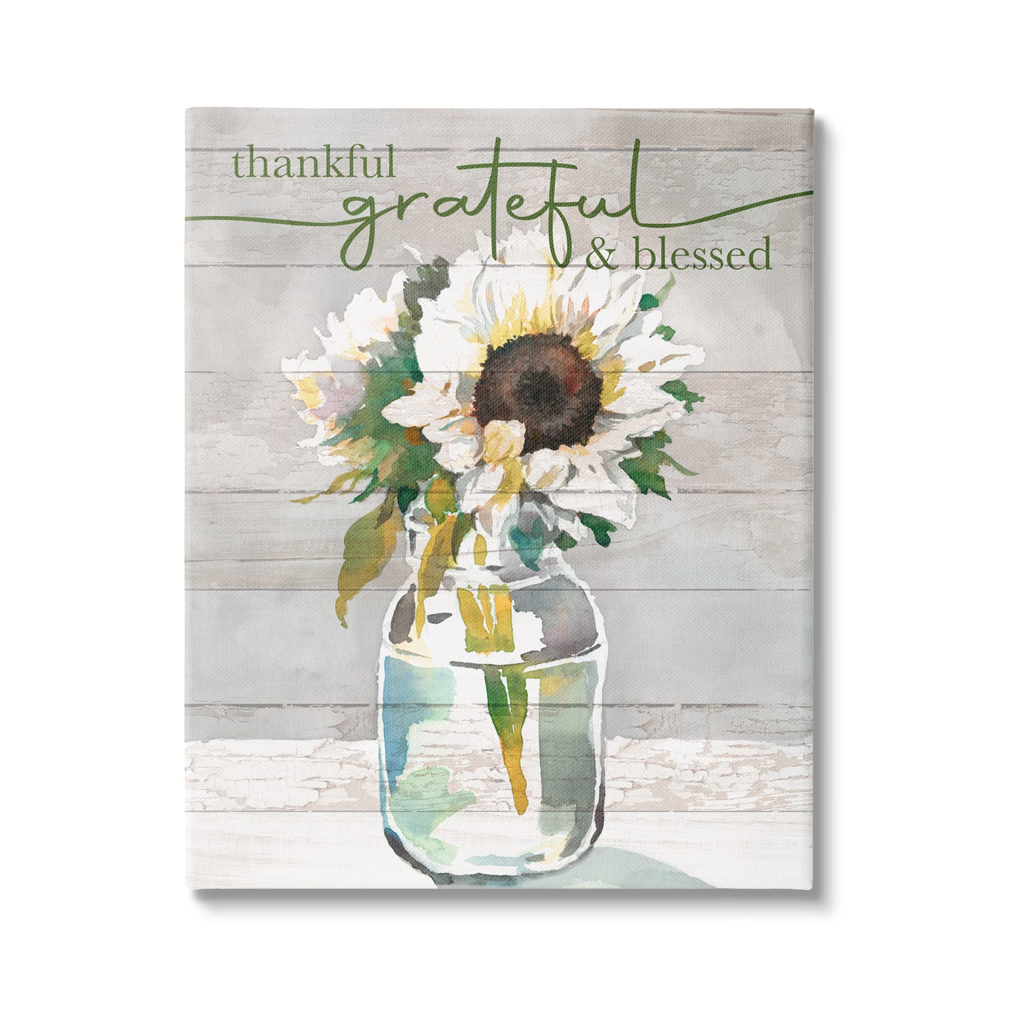 Stupell IndustriesGrateful & Blessed Layered Sunflower Country Planked Pattern Canvas Wall Art, Design By Theresa Heidel
