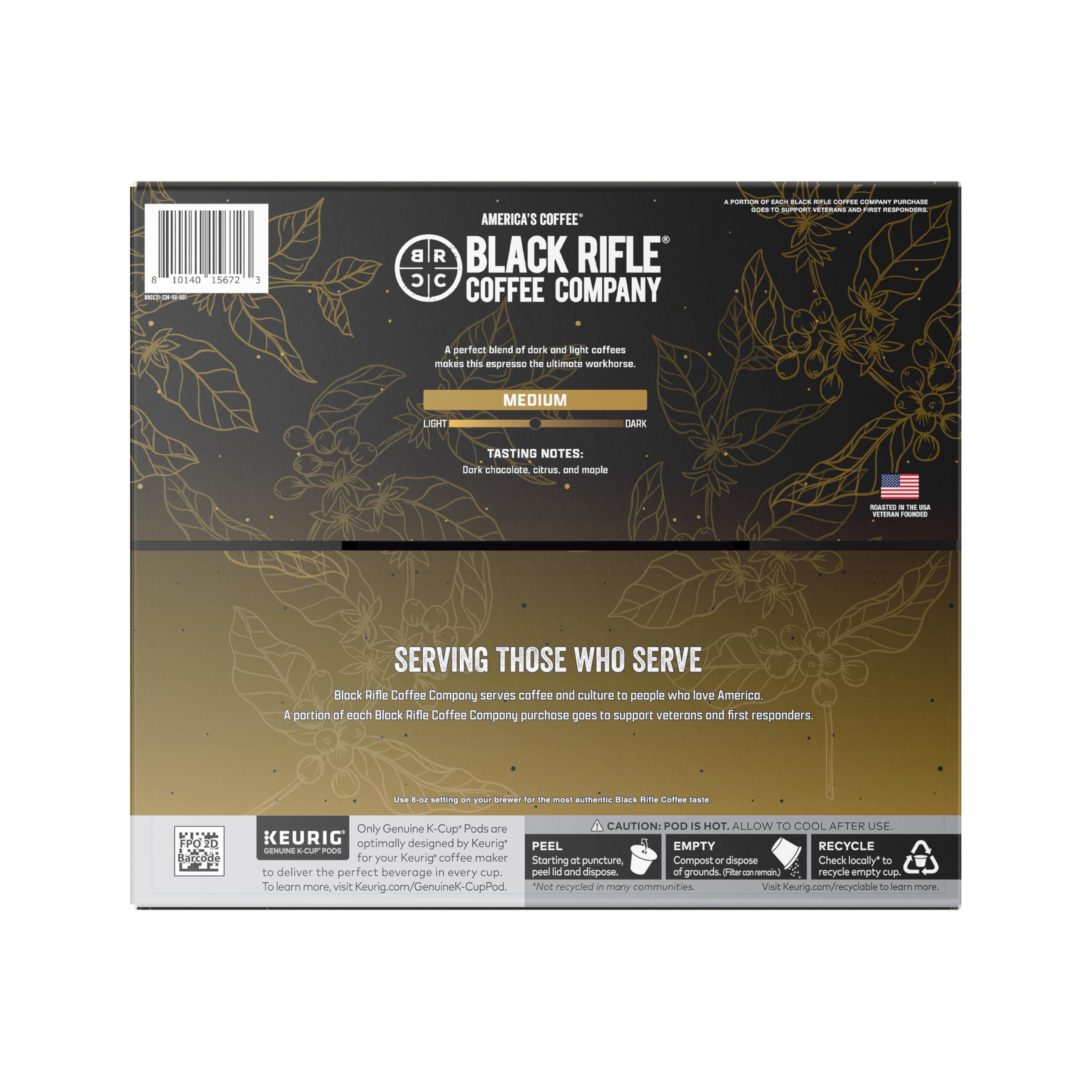 Black Rifle Coffee Company AK Espresso 50 Count Medium Roast K Cups - Single Serve K Cups Coffee — view 2