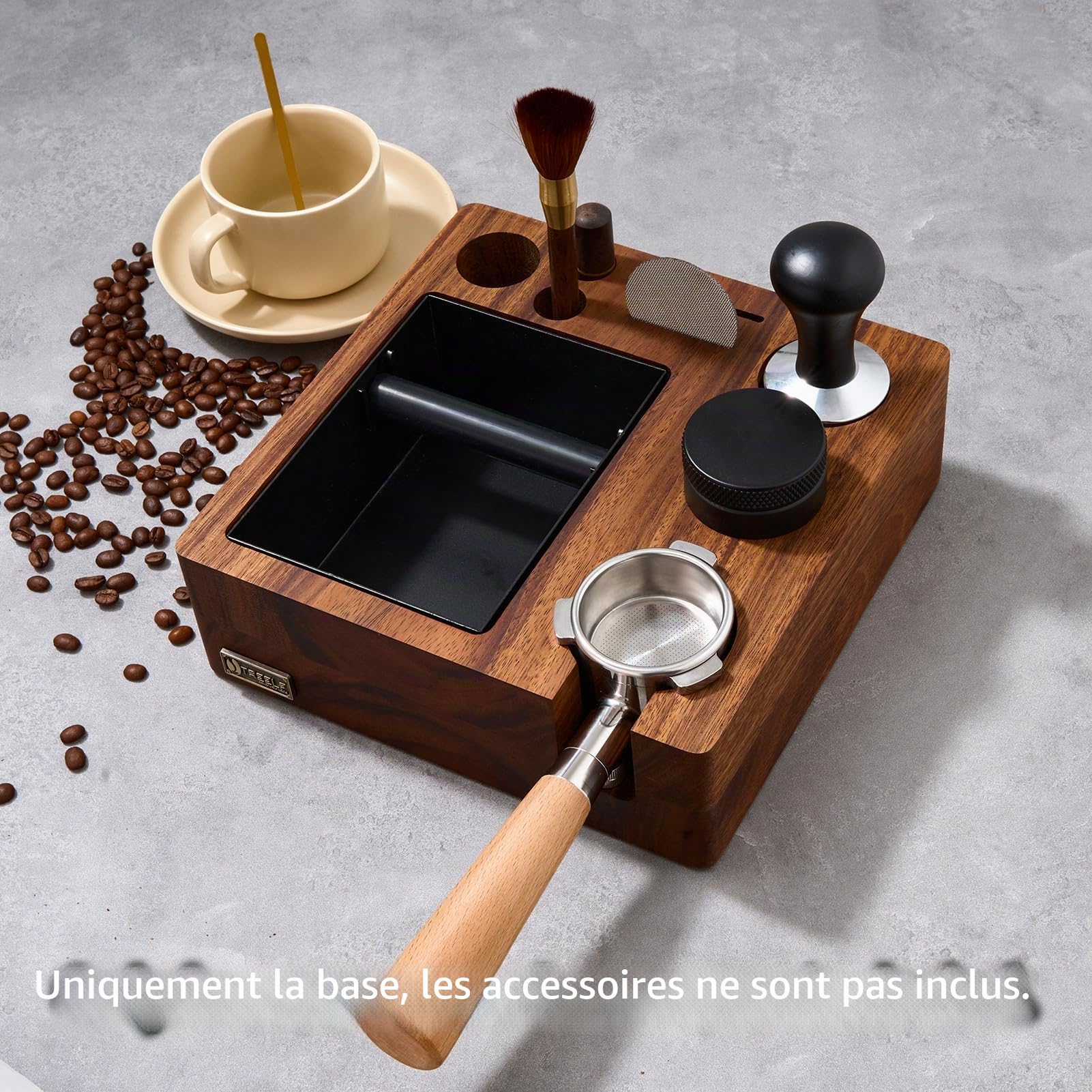 LingTing Station de Tassage Espresso 54 mm pour Machines Breville | Espace Barista avec Presse, Distributeur, Organisateur de Comptoir Normcore, Support de Porte-Filtre et Rangement Multi-Accessoires