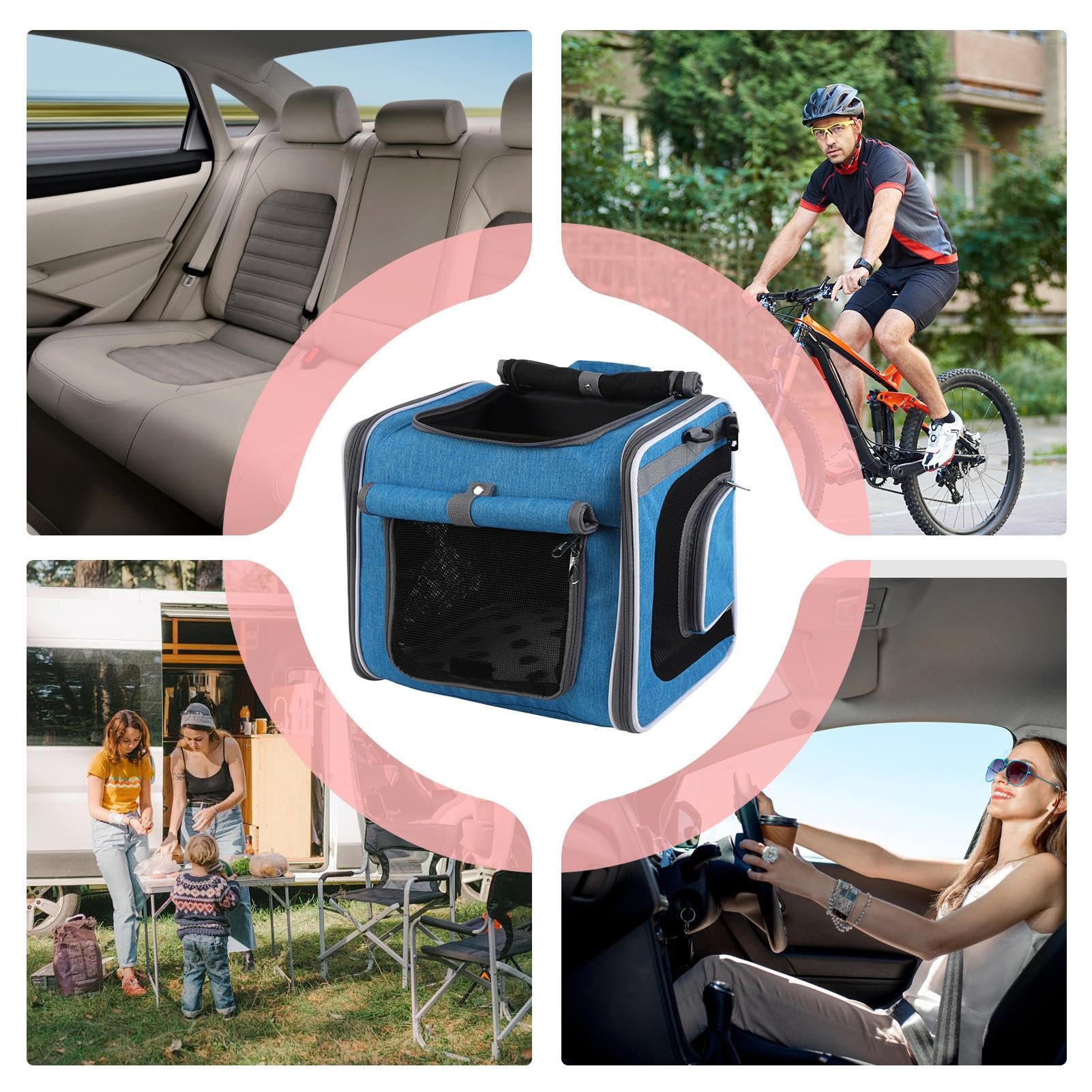 Panier pour Chien sur Vélo Panier Pour Chien Vélo | Sac à Dos Réglable Ventilé pour Transport Randonnée Camping