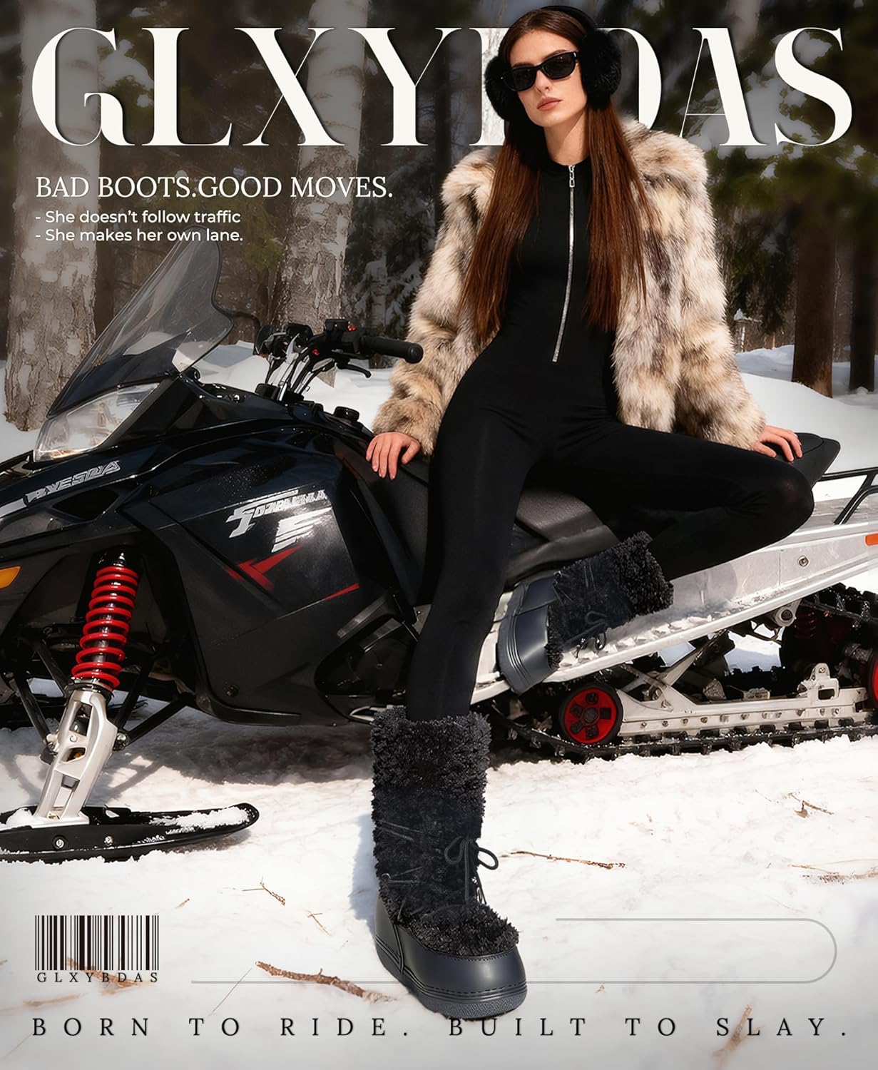 Fuzzy Fur boots for Women - Furry Winter Snow Boots Fluffy Waterproof Mid Calf Boots For Outdoor Flat Shoes